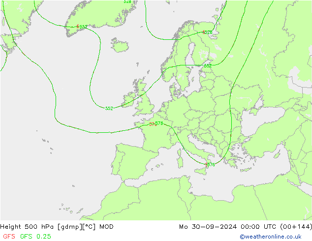 Hoogte 500 hPa MOD ma 30.09.2024 00 UTC