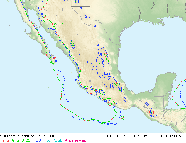 Presión superficial MOD mar 24.09.2024 06 UTC