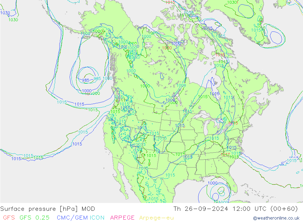 Surface pressure MOD Th 26.09.2024 12 UTC