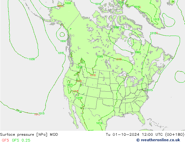 Surface pressure MOD Tu 01.10.2024 12 UTC