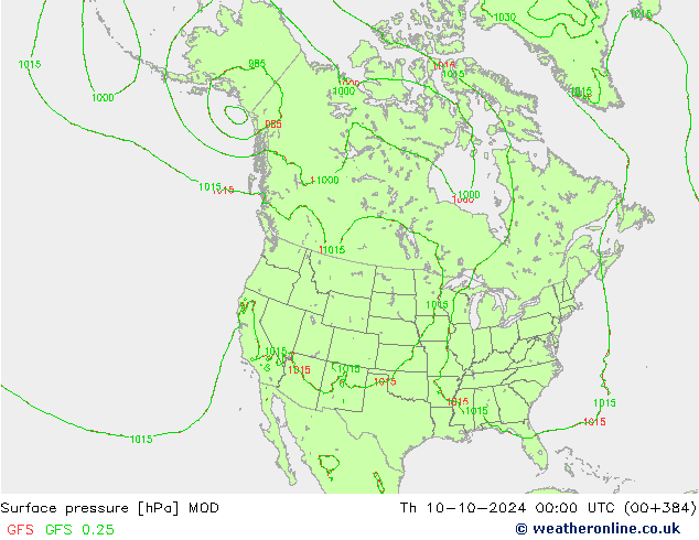 Surface pressure MOD Th 10.10.2024 00 UTC