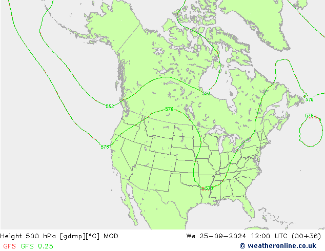 Height 500 гПа MOD ср 25.09.2024 12 UTC