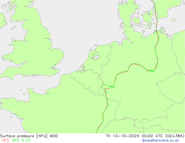 Atmosférický tlak MOD Čt 10.10.2024 00 UTC