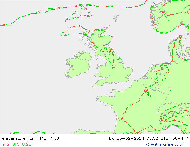 Temperature (2m) MOD Po 30.09.2024 00 UTC