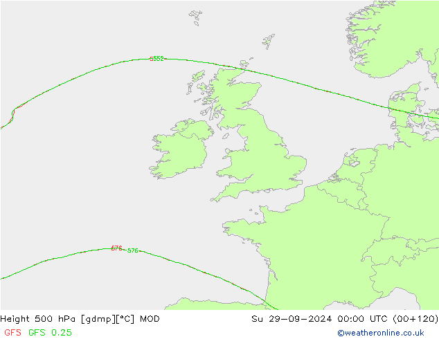 Height 500 hPa MOD  29.09.2024 00 UTC