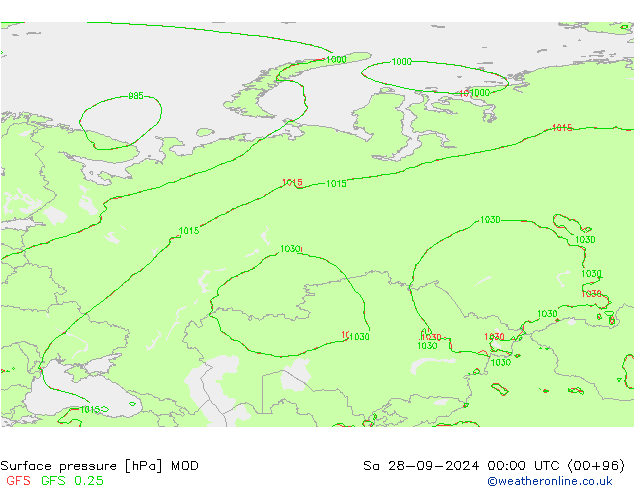 Surface pressure MOD Sa 28.09.2024 00 UTC