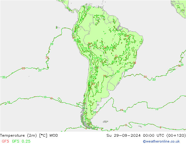 Temperature (2m) MOD Su 29.09.2024 00 UTC