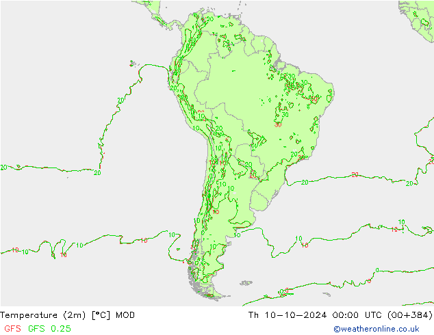 карта температуры MOD чт 10.10.2024 00 UTC