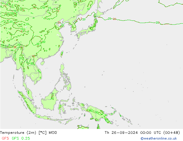 Sıcaklık Haritası (2m) MOD Per 26.09.2024 00 UTC