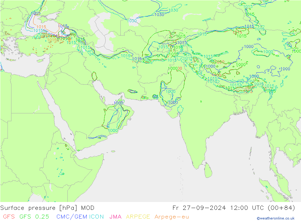 Surface pressure MOD Fr 27.09.2024 12 UTC