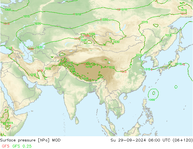 Surface pressure MOD Su 29.09.2024 06 UTC