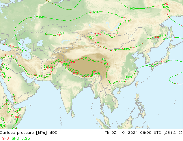 Atmosférický tlak MOD Čt 03.10.2024 06 UTC