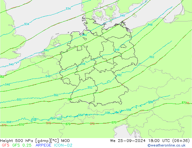 Height 500 hPa MOD mer 25.09.2024 18 UTC