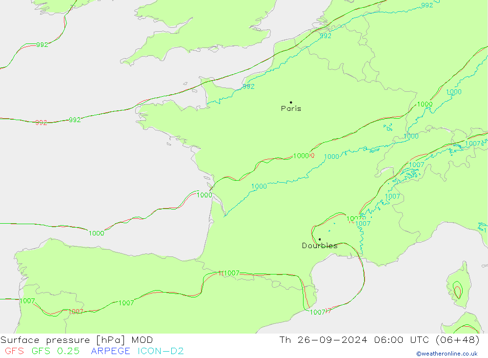 ciśnienie MOD czw. 26.09.2024 06 UTC