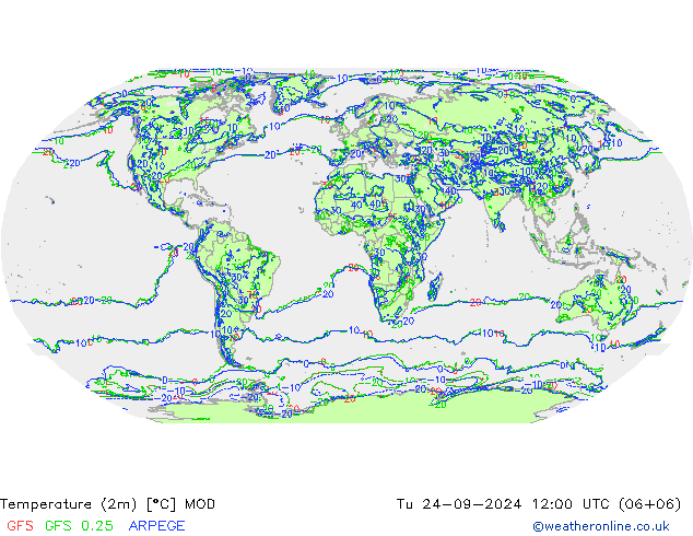 Temperature (2m) MOD Tu 24.09.2024 12 UTC