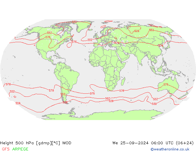 Height 500 гПа MOD ср 25.09.2024 06 UTC