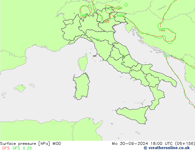 pression de l'air MOD lun 30.09.2024 18 UTC