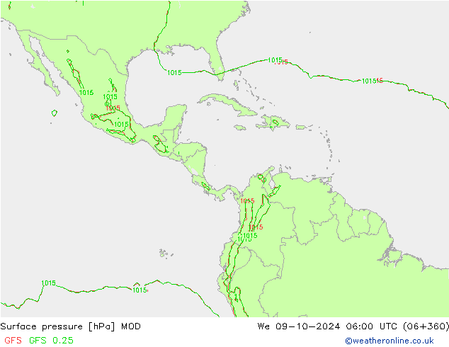 pression de l'air MOD mer 09.10.2024 06 UTC