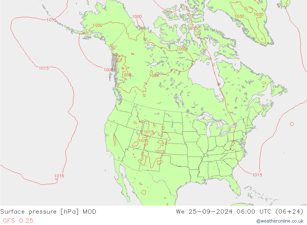 приземное давление MOD ср 25.09.2024 06 UTC