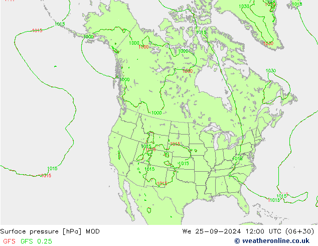 Surface pressure MOD We 25.09.2024 12 UTC