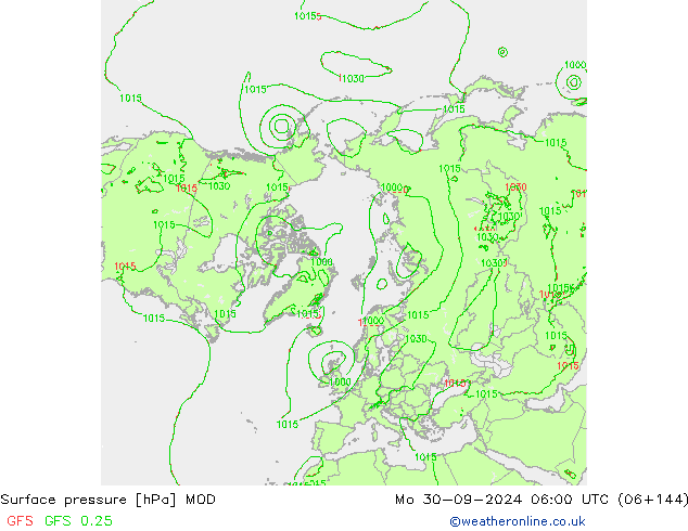 Pressione al suolo MOD lun 30.09.2024 06 UTC