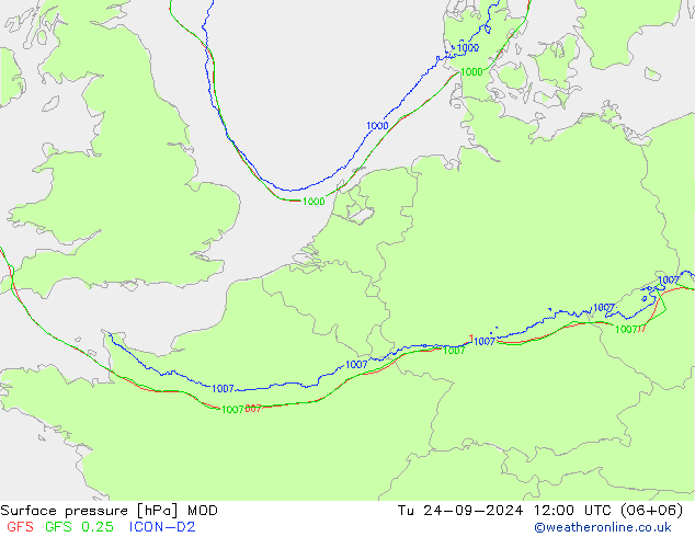 Surface pressure MOD Tu 24.09.2024 12 UTC