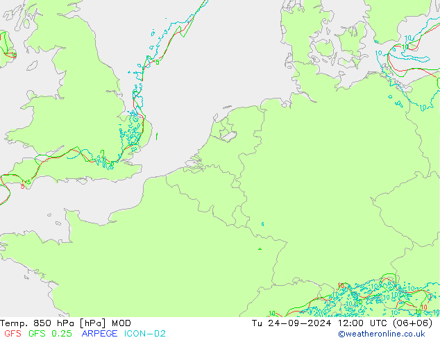 Temp. 850 hPa MOD mar 24.09.2024 12 UTC