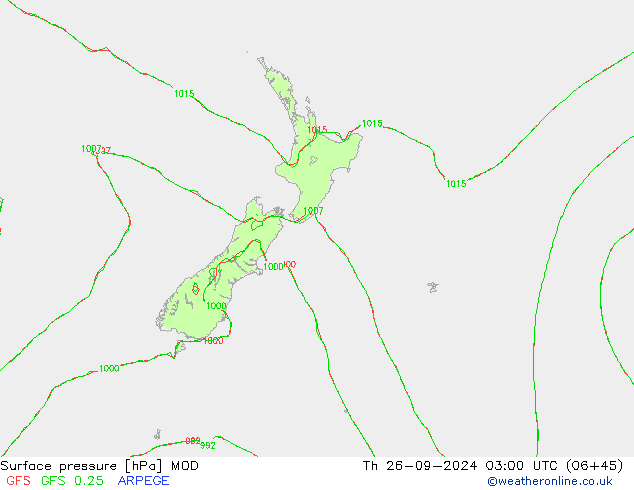 Surface pressure MOD Th 26.09.2024 03 UTC