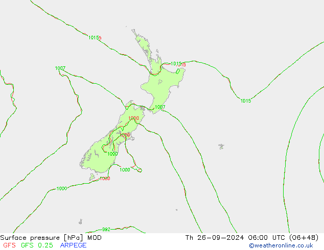 Surface pressure MOD Th 26.09.2024 06 UTC