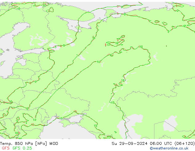 Temp. 850 hPa MOD dim 29.09.2024 06 UTC