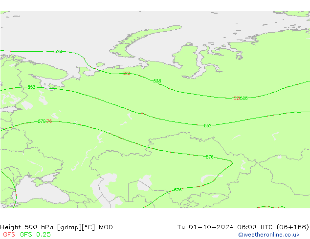 Height 500 hPa MOD Tu 01.10.2024 06 UTC