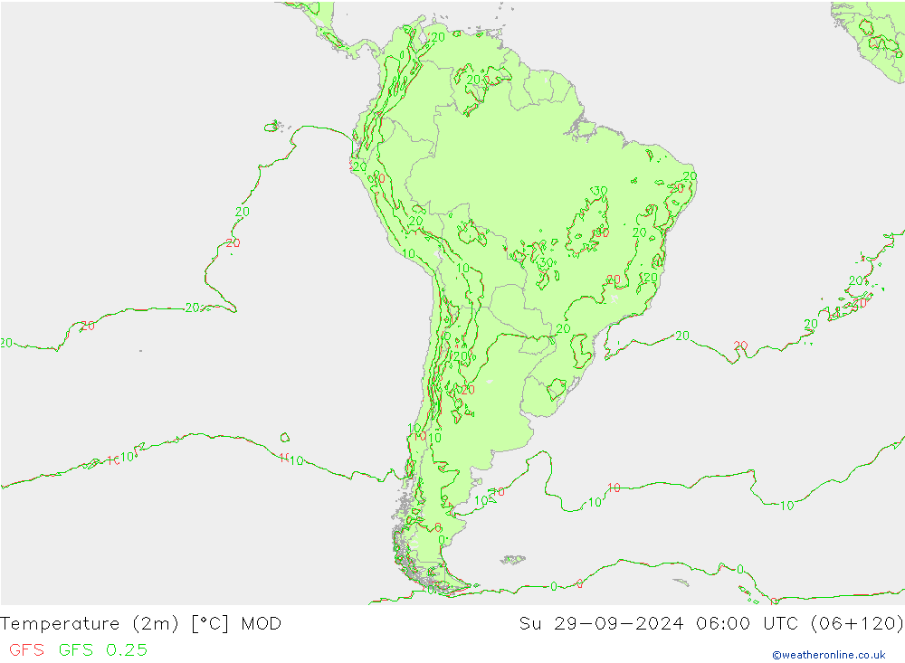 Temperatura (2m) MOD Dom 29.09.2024 06 UTC