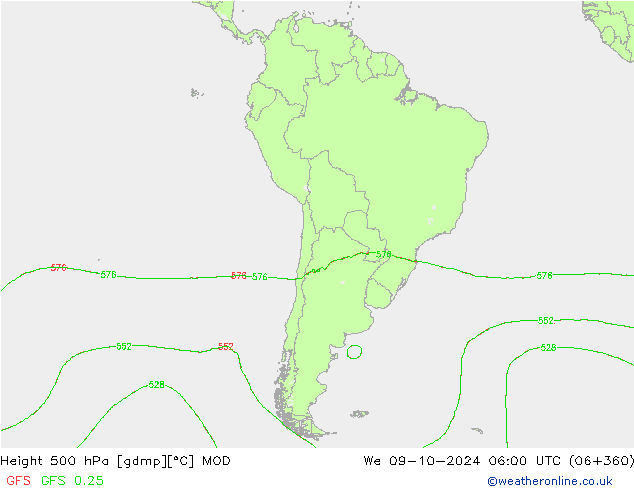 Height 500 hPa MOD St 09.10.2024 06 UTC