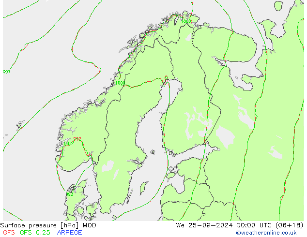 pression de l'air MOD mer 25.09.2024 00 UTC