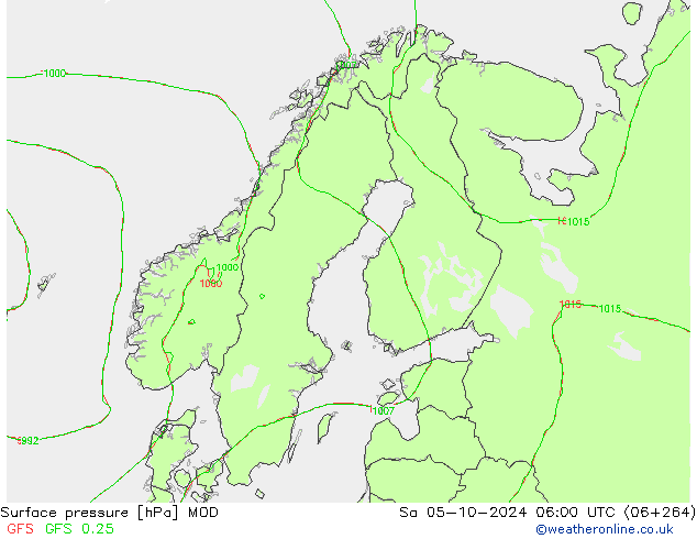 приземное давление MOD сб 05.10.2024 06 UTC