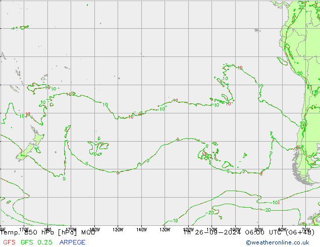 Temp. 850 hPa MOD do 26.09.2024 06 UTC