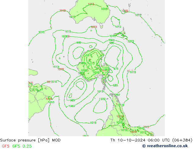 Presión superficial MOD jue 10.10.2024 06 UTC