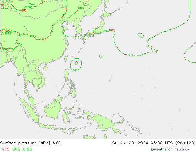 приземное давление MOD Вс 29.09.2024 06 UTC