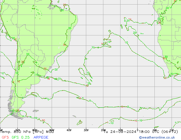 850 hPa Sıc. MOD Sa 24.09.2024 18 UTC