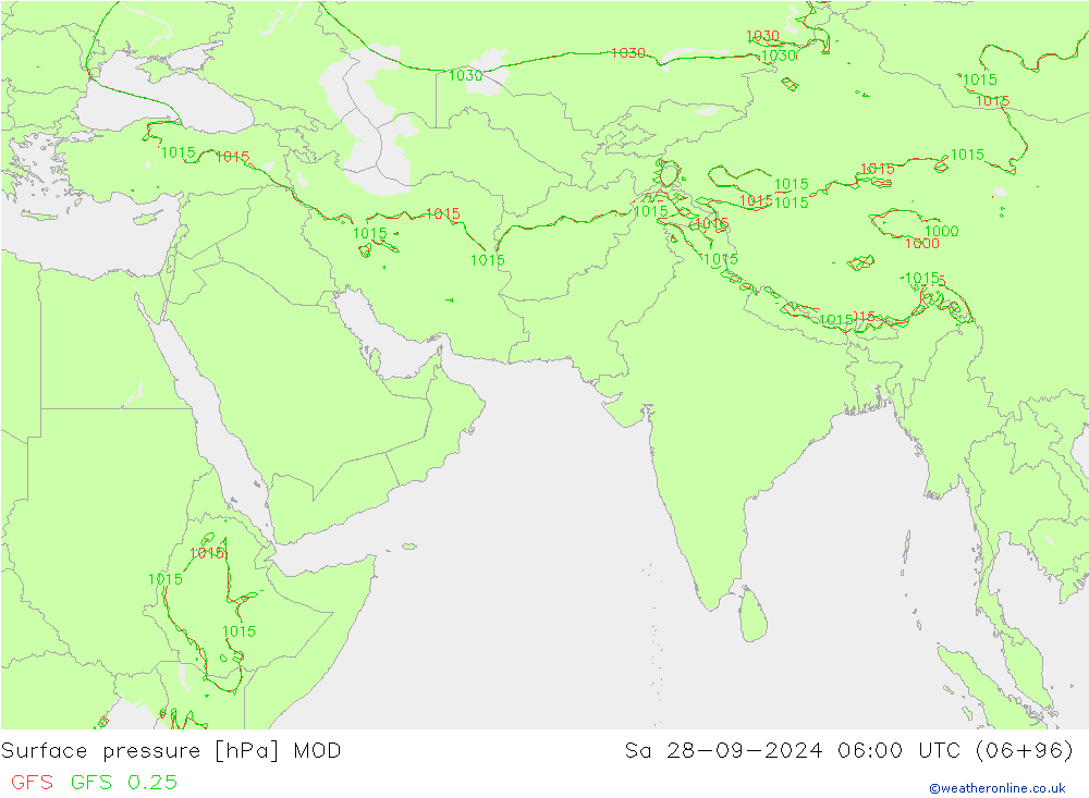 Surface pressure MOD Sa 28.09.2024 06 UTC