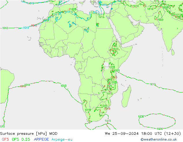 Surface pressure MOD We 25.09.2024 18 UTC