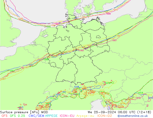 Surface pressure MOD We 25.09.2024 06 UTC