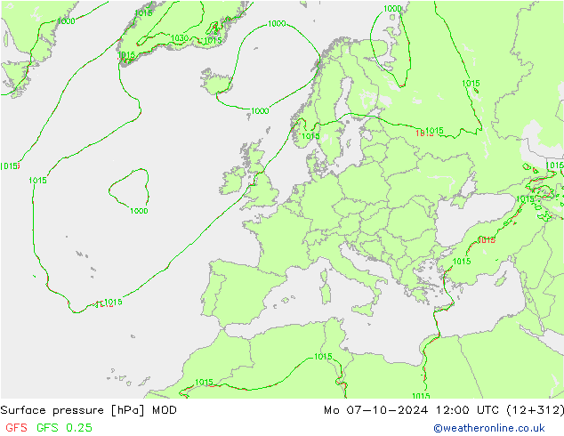 Surface pressure MOD Mo 07.10.2024 12 UTC