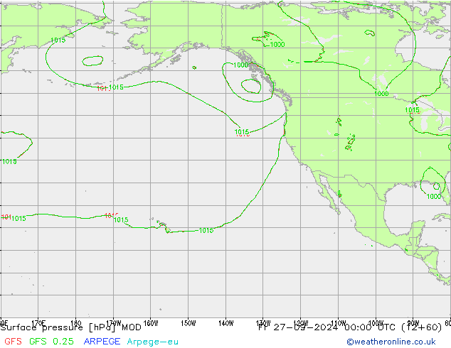 pression de l'air MOD ven 27.09.2024 00 UTC