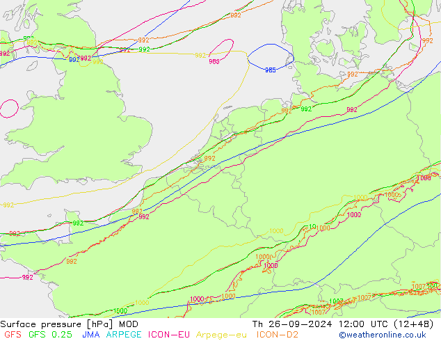 Surface pressure MOD Th 26.09.2024 12 UTC