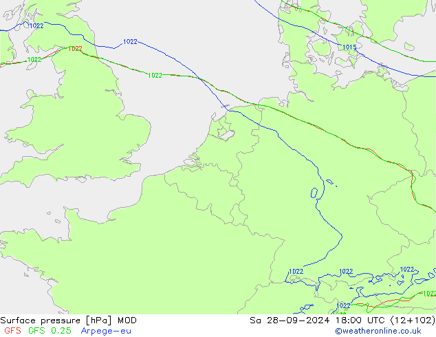 Luchtdruk (Grond) MOD za 28.09.2024 18 UTC