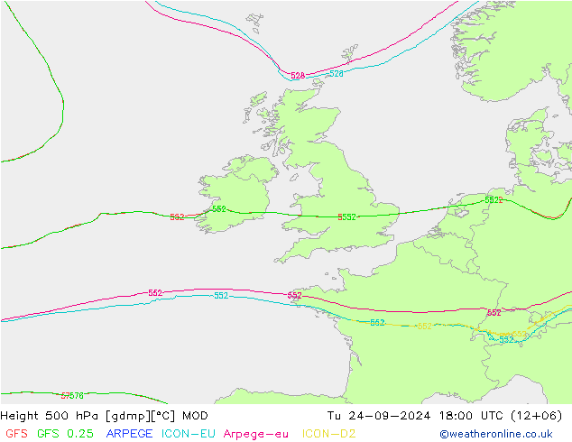 Height 500 гПа MOD вт 24.09.2024 18 UTC