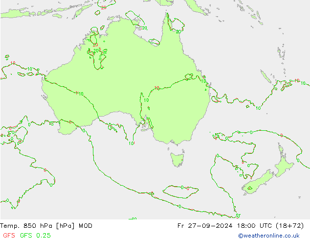 Temp. 850 hPa MOD pt. 27.09.2024 18 UTC