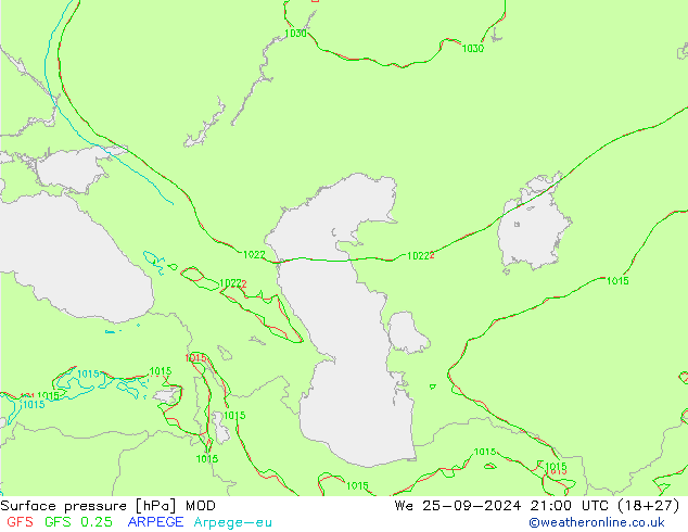 ciśnienie MOD śro. 25.09.2024 21 UTC