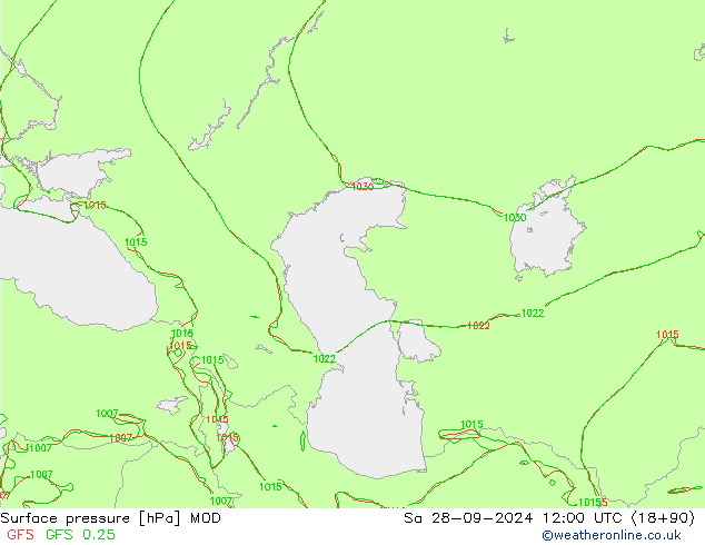 Pressione al suolo MOD sab 28.09.2024 12 UTC